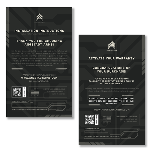 Warranty activation flyer for gun company (postcard) Design by Midnite Invasion