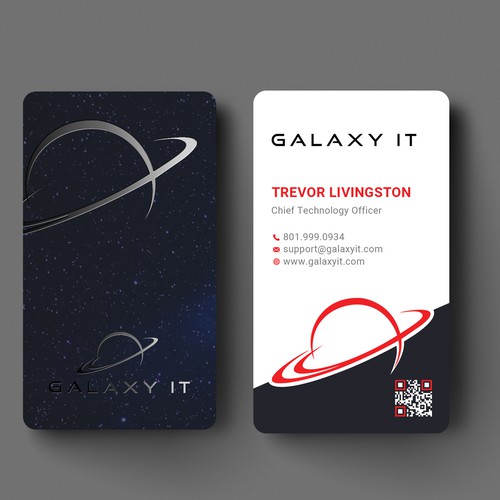 Create a Stellar Space-Themed Business Card for Galaxy IT Design by Roni_