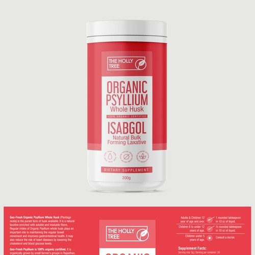 Organic Psyllium Whole Husk Label Design by Totoya