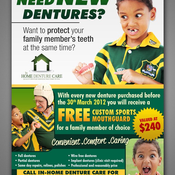 Create a 'special offer' brochure for In-Home Denture Care
