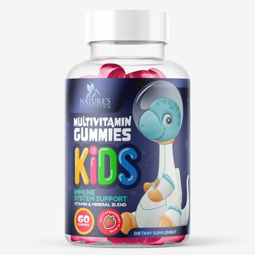 Tasty Kids Multivitamin Gummies Product Label for Nature's Nutrition Design by gs-designs