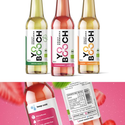 Label for organic Kombucha Brand "YO BOOCH". 