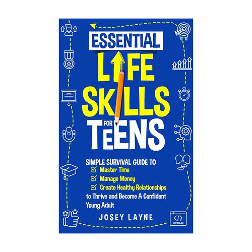 Teen book cover with the title 'Essential Life Skills for Teens'