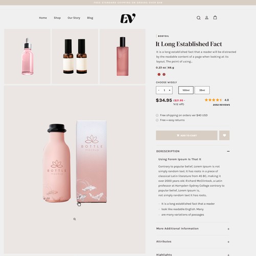 Beauty website with the title 'EV (short for Elsa Valija)'