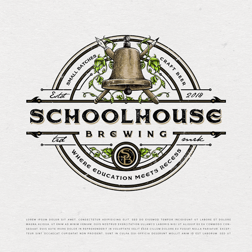 Rustic design with the title 'SCHOOLHOUSE BREWING'