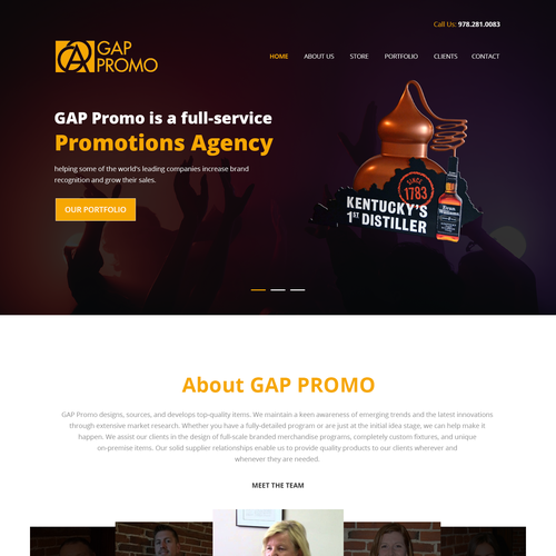 Product design website with the title 'GAP Promo - Website Design'