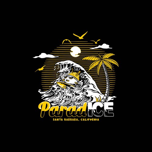 Wave t-shirt with the title 'Shave ice surfing concept'