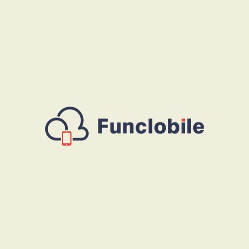 Orange logo with the title 'Create a unique, fun, and eye catching logo for Funclobile.'