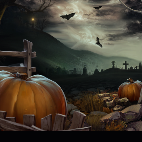 Spooky design with the title 'Halloween Environment Concept Art'
