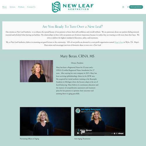 Search engine design with the title 'Search Engine Optimization for New Leaf Aesthetics'