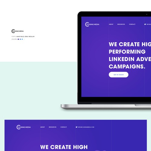 Marketing website with the title 'Closing Media '