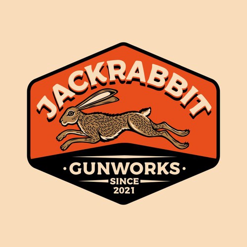 Rabbit logo with the title 'Jackrabbit Gunworks Logo Design'