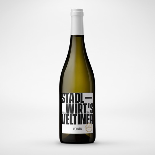 Typographic design with the title 'Stadlwirt's Veltiner Wine Label'