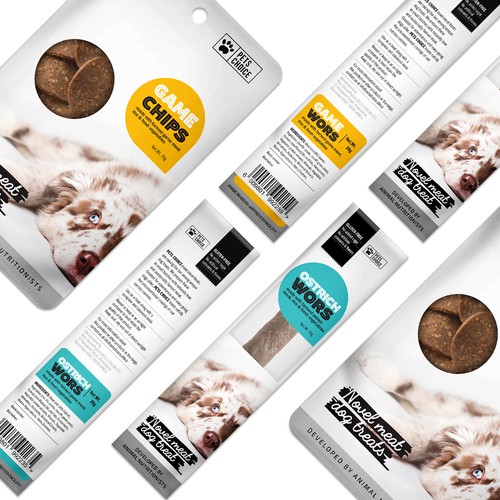 Pet food packaging with the title 'Dog Treats Packaging'