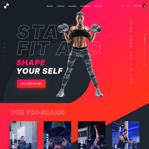 Gym website with the title 'Web UI Design concept for Gym'