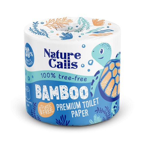Eco-friendly packaging with the title 'Nature Calls / Bamboo Toilet Paper / Packaging design'