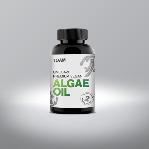 Vegan label with the title 'Algae Oil Food Label'