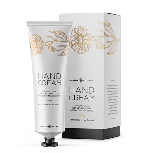 Natural cosmetics packaging with the title 'Hand cream packaging'