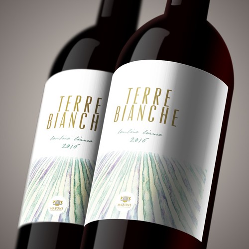 Watercolor label with the title 'Etichetta Vini Mazzone'