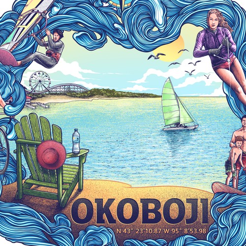 Travel t-shirt with the title 'Okoboji '