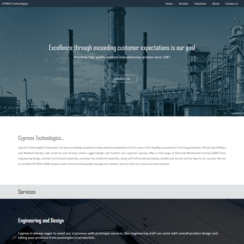 HTML5 website with the title 'Create a cutting edge website for innovative manufacturer.'