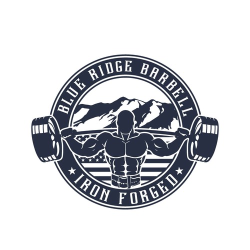 Barbell logo with the title 'iron forged '