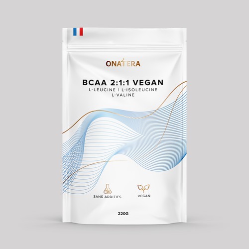 Bag packaging with the title 'Packaging design for the sports range'