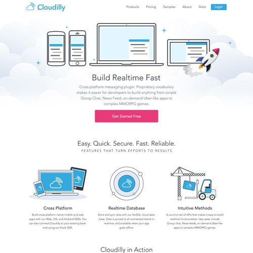 Illustrator website with the title 'Fun and creative website for a cloud chat app'