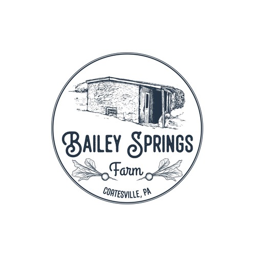 Radish design with the title 'Hand drawn logo for food farm'