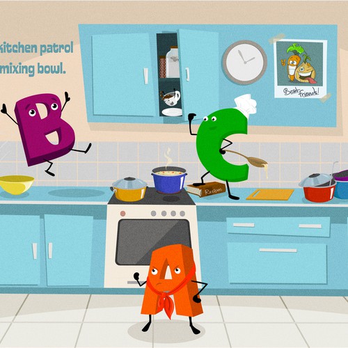 Alphabet design with the title 'Alphabet illustrations for a children's picture book'