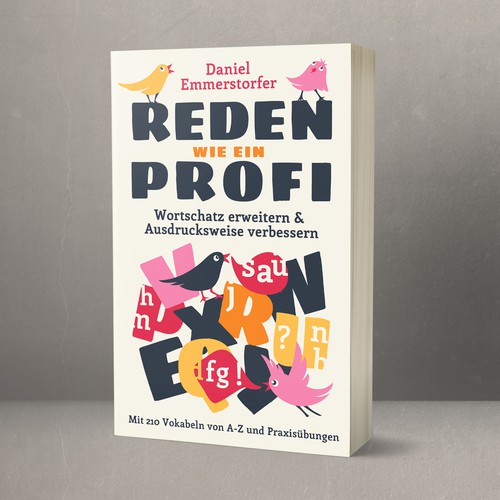 Typography book cover with the title 'Book Cover for a Communication Book: learning new vocabulary & improving expression'