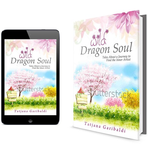 Aesthetic book cover with the title 'Create a clean modern book cover in bright pastels. Fictional stories on finding personal creativity'