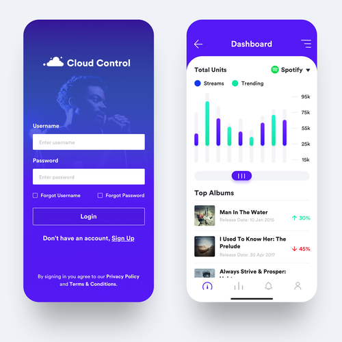UI design with the title 'Music App'