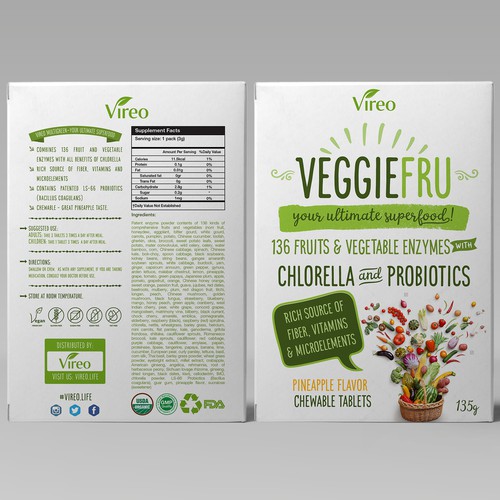 Vitamin packaging with the title 'Outstanding Package for Super-food'