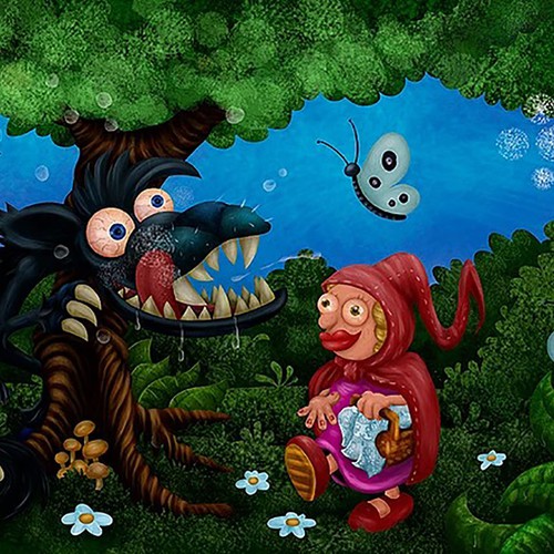 Underground design with the title 'chapeuzinho vermelho e o lobo mau'