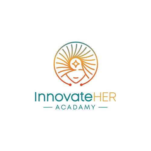 Spiral logo with the title 'A unique and memorable feminine logo for 'InnovateHer''