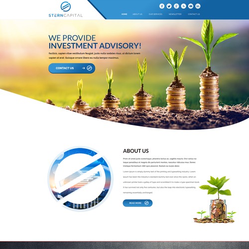 Professional website with the title 'Homepage design for investment manager'
