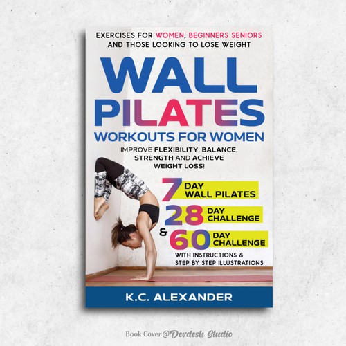 Weight-loss book cover with the title 'WALL PILATES WORKOUTS FOR WOMEN ebook cover'