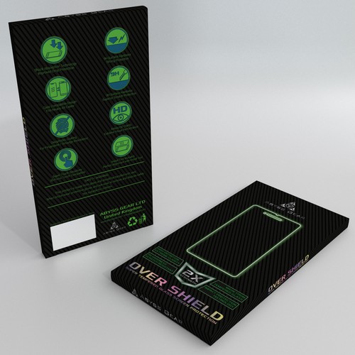 Technology packaging with the title 'Tempered Glass'