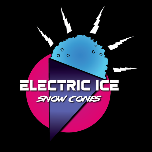 Shave ice logo with the title '80s Logo Concept for Electric Ice Snow Cones'