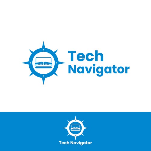 Laptop logo with the title 'Tech Navigator Logo Design'