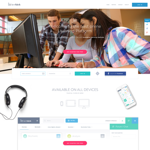 Dashboard design with the title 'Online Learning Platform'