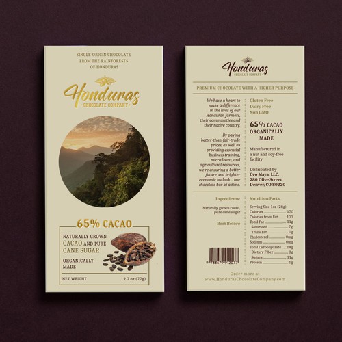Earthy design with the title 'Packaging concept for organic chocolate'