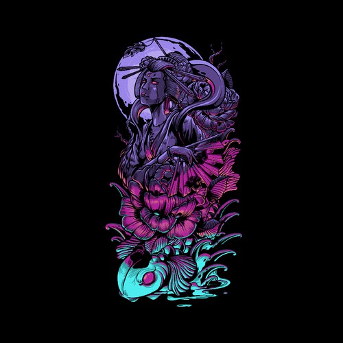 Japanese t-shirt with the title 'Geisha'