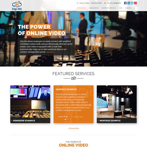 Video website with the title 'Web design for Video Digital recruitment website'