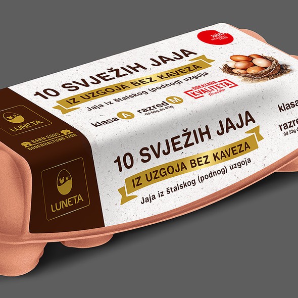 Egg design with the title 'Design for fresh barn eggs'