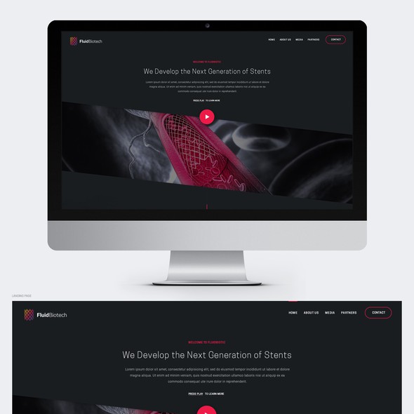 Company website with the title 'Biomedical Startup Website Design'