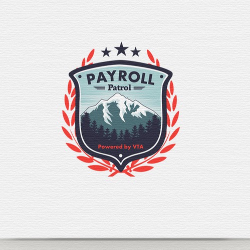 Antique design with the title 'PAYROLL PATROL (the mountain town hero in payroll processing) needs a Badge/Shield logo'
