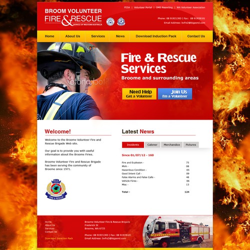 Community website with the title 'Website Design for Broome Volunteer Fire Brigade'