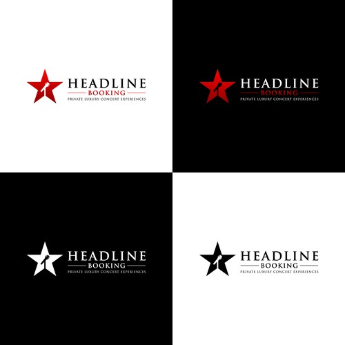 Booking logo with the title 'HEADLINE BOOKING Private concert booking company needs a redesign of his existing logo'